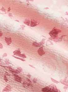 SHEIN MOD Allover Floral Print Contrast Lace Dress - Pink - View 7