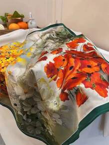 花卉圖案頭巾,優雅風格 - 彩色 - 查看 2