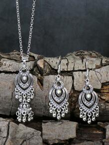 TopHanqi 3pcs/Set Rhinestone Decor Earrings Jewelry Set - Antique Silver - View 3