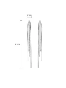 Rhinestone Decor Metal Tassel Drop Earrings - Multicolor - View 4