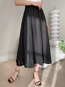 DAZY Solid High Waist Flared Skirt
