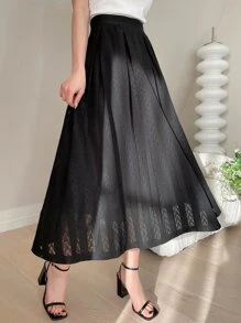 DAZY Solid High Waist Flared Skirt