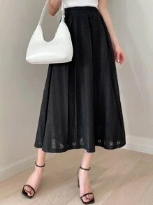 DAZY Solid High Waist Flared Skirt