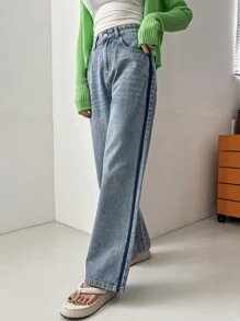 DAZY High Waist Straight Leg Jeans - Medium Wash - View 5