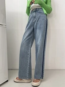 DAZY High Waist Straight Leg Jeans - Medium Wash - View 8