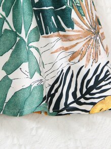 小女童熱帶圖案吊帶洋裝