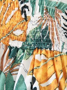 小女童熱帶圖案吊帶洋裝