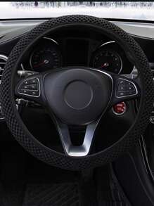 Plain Car Steering Wheel Cover - Black - View 2