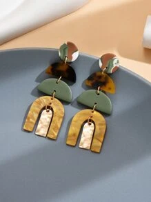 Geometric Drop Earrings - Multicolor - View 4