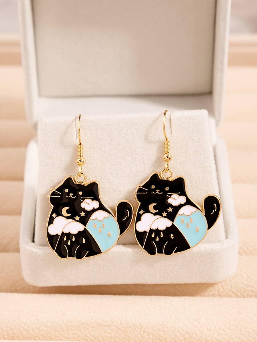 Bông tai thả mèo hoạt hình - Nhiều màu - Xem 1