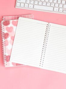 4 piezas/paquete A5 cuaderno espiral con 60 páginas rayadas patrón de flores de dibujos animados lindo 4 diseños surtidos - Multicolor - Ver 3