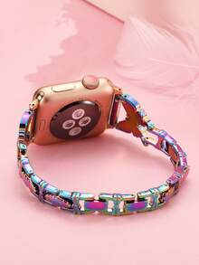 Butterfly Decor Watchband Compatible With Apple Watch - Multicolor - View 2