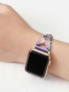 Butterfly Decor Watchband Compatible With Apple Watch - Multicolor - View 4