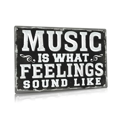 Putuo Decor 1 件音乐墙艺术金属标牌复古锡牌，适合音乐爱好者礼物咖啡吧男人窝家居装饰，7.8 X 11.8 英寸