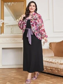 Modelyn 大碼印花燈籠袖襯衫和連衣裙 - 彩色 - 查看 6