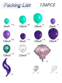 136入組深藍色和紫色人魚主題派對氣球套裝 - 彩色 - 查看 4