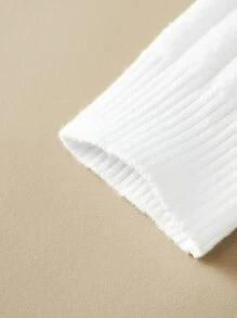 Baby Solid Button Front Ribbed Knit Jumpsuit - White - View 4