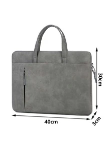 1pc Plain Waterproof Laptop Bag - Dark Grey - View 4