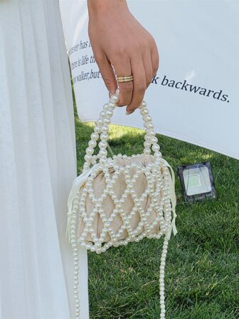 迷你人造珍珠裝飾手提包