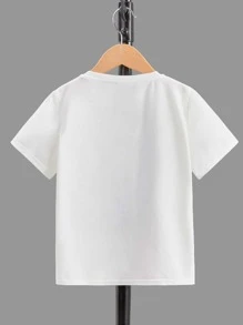 SHEIN Toddler Boys Cartoon & Letter Graphic Tee - White - View 2