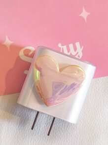 5入組翅膀和愛心裝飾數據線保護套和充電器頭套 - 粉色 - 查看 4