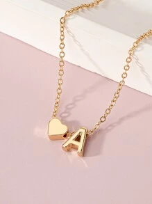 1 vòng tay trang trí hình trái tim & chữ cái trang sức bằng đồng - Vàng - Xem 4