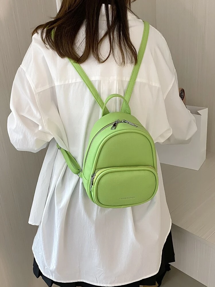 Mini Neon Green Letter Graphic Classic Backpack | SHEIN USA