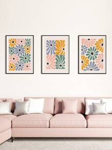 3入組花朵圖案無框畫 - 彩色 - 查看 7