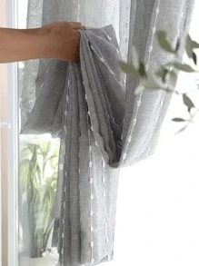 Chi tiết thêu đơn Màn cửa Sheer - Xám - Xem 3
