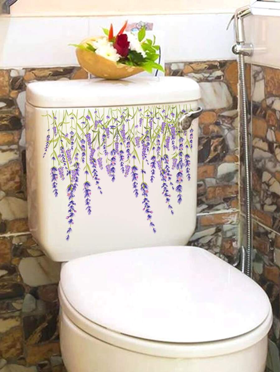 1PC Decal nắp bồn cầu họa tiết hoa - Nhiều màu - Xem 1