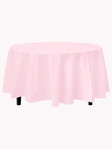 素色圓形一次性桌布 - 淺粉色 - 查看 1