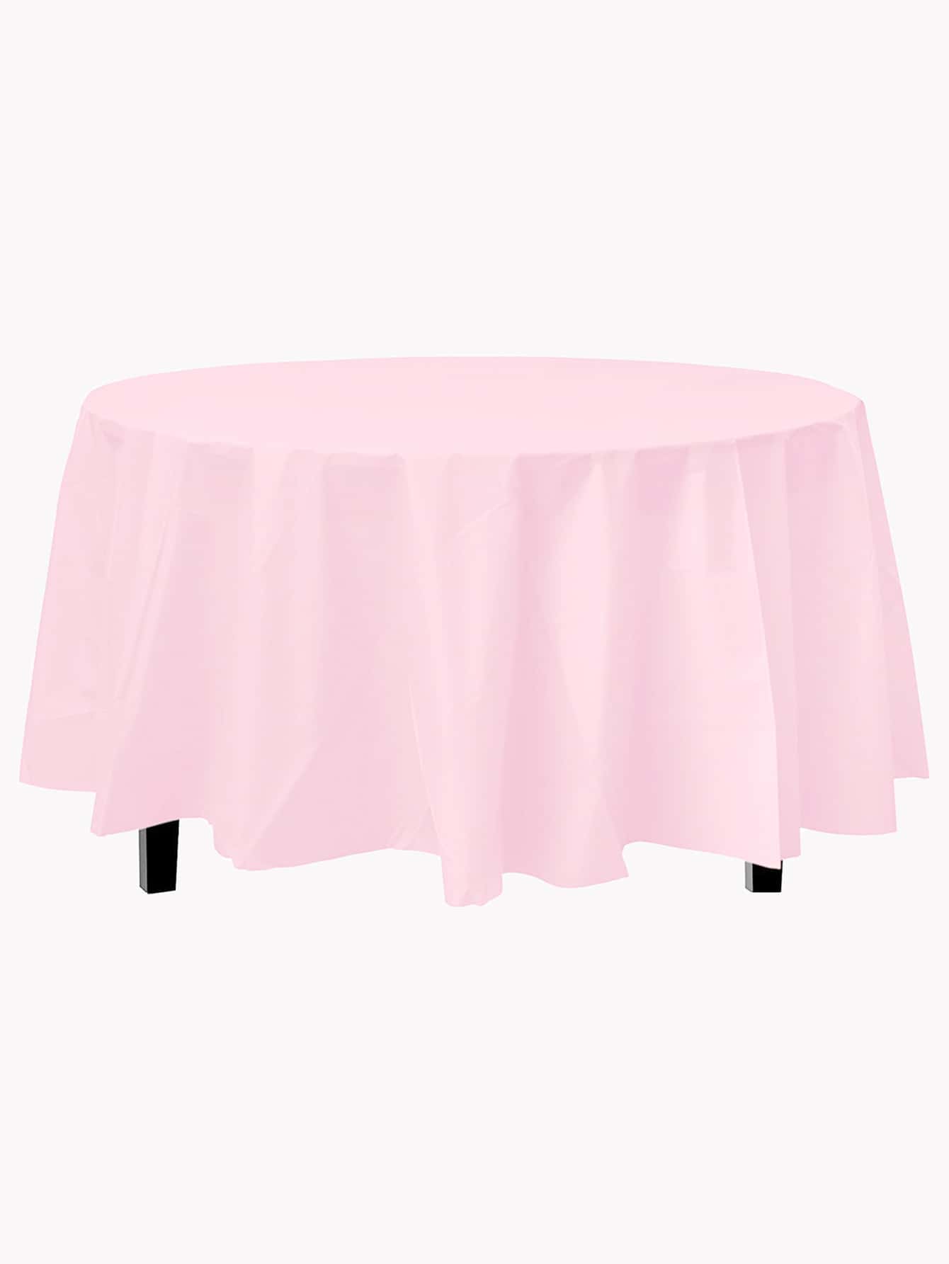 素色圓形一次性桌布 - 淺粉色 - 查看 1