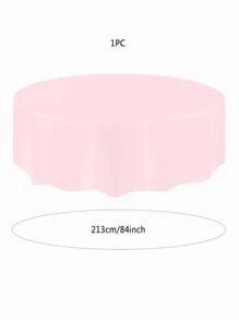 素色圓形一次性桌布 - 淺粉色 - 查看 3