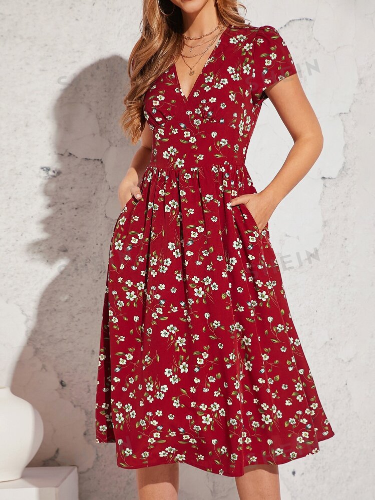 SHEIN Clasi Floral Print Slant Pocket Dress SHEIN South Africa