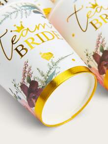 10入組花和標語圖案一次性杯子 - 彩色 - 查看 4