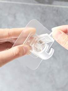 2入组裝窗簾桿支架自粘窗簾掛鉤支架免釘窗簾桿掛鉤牆壁支架毛巾桿掛鉤適用於浴室家庭和酒店 - 無色 - 查看 4