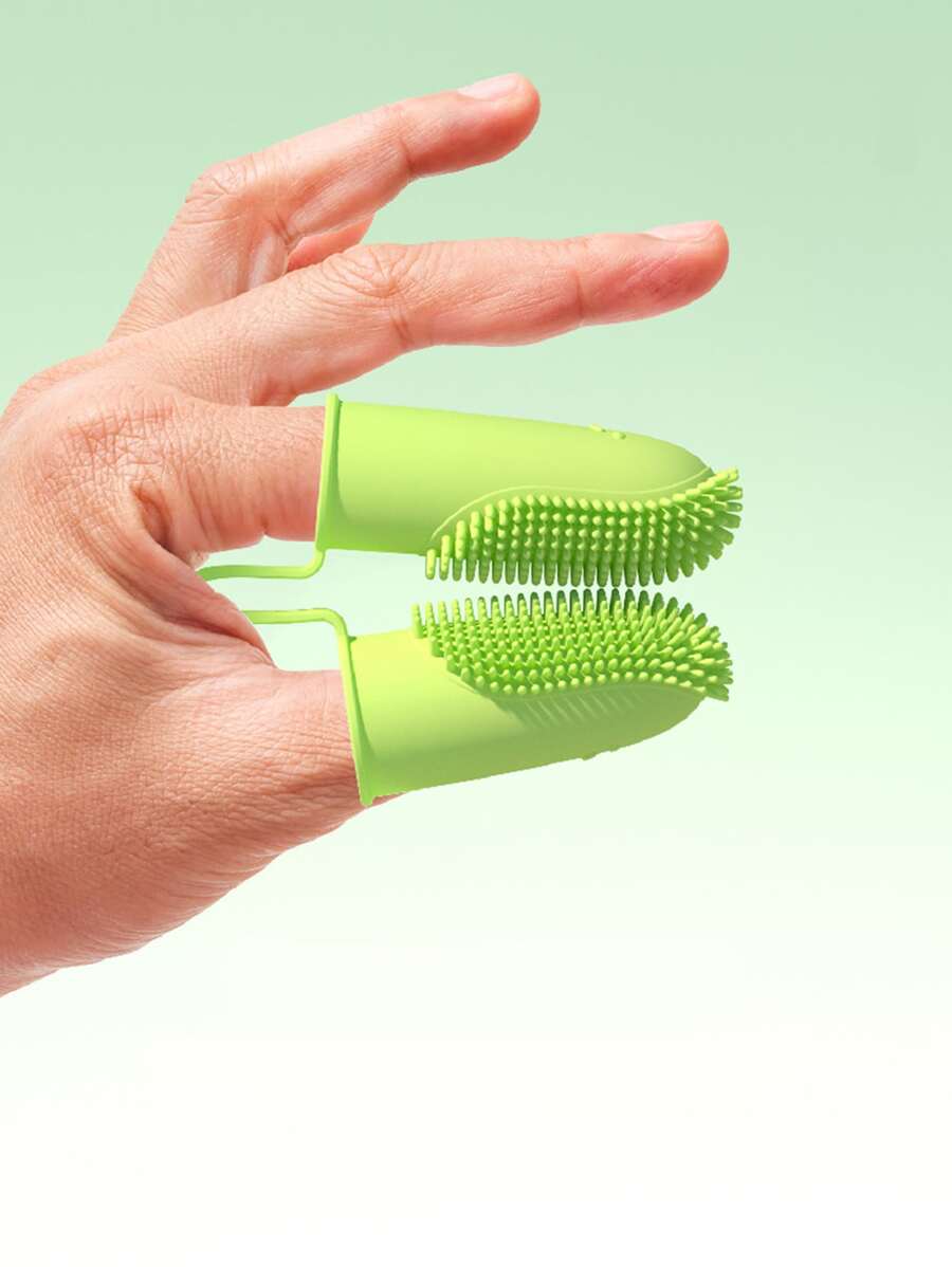 1pc Portable Finger Toothbrush - Yellow - View 1