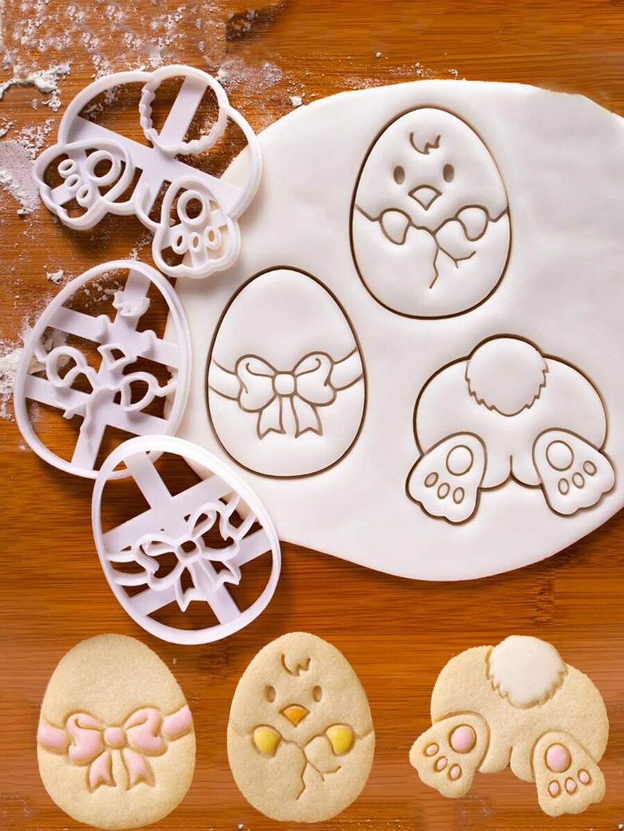 3入組復活節彩蛋設計餅乾模型切割刀 - 白色 - 查看 1