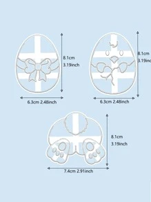 3入組復活節彩蛋設計餅乾模型切割刀 - 白色 - 查看 3