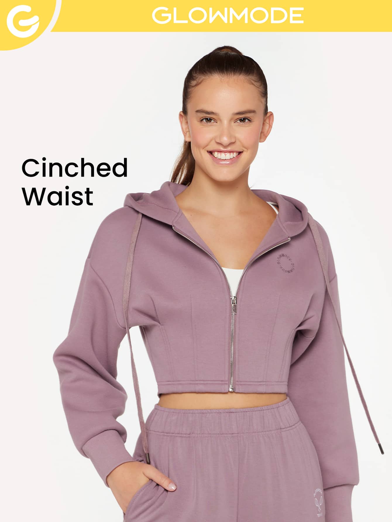 GLOWMODE 束縛短版連帽衫 - 紫色 - 查看 1