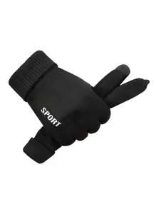 1 Cặp Thu Đông Ấm Áp Lót Thể Thao Lái Xe Chống Trượt Găng Tay Màn Hình Cảm Ứng - màu đen - Xem 1