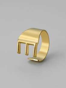 字母裝飾開口戒指 - 金黃色 - 查看 24