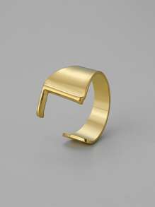 字母裝飾開口戒指 - 金黃色 - 查看 6