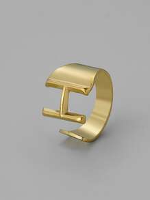 字母裝飾開口戒指 - 金黃色 - 查看 16