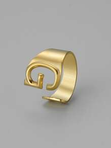 字母裝飾開口戒指 - 金黃色 - 查看 11