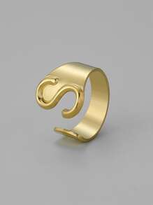 字母裝飾開口戒指 - 金黃色 - 查看 29
