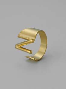 字母裝飾開口戒指 - 金黃色 - 查看 12