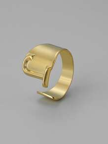 字母裝飾開口戒指 - 金黃色 - 查看 27