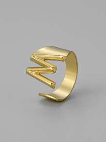 字母裝飾開口戒指 - 金黃色 - 查看 18