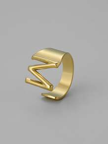 字母裝飾開口戒指 - 金黃色 - 查看 21